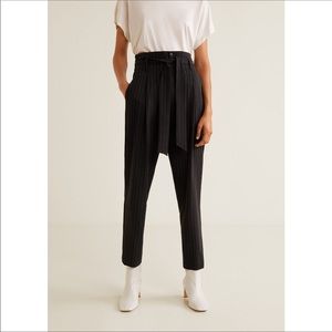 black trousers with tie waist
